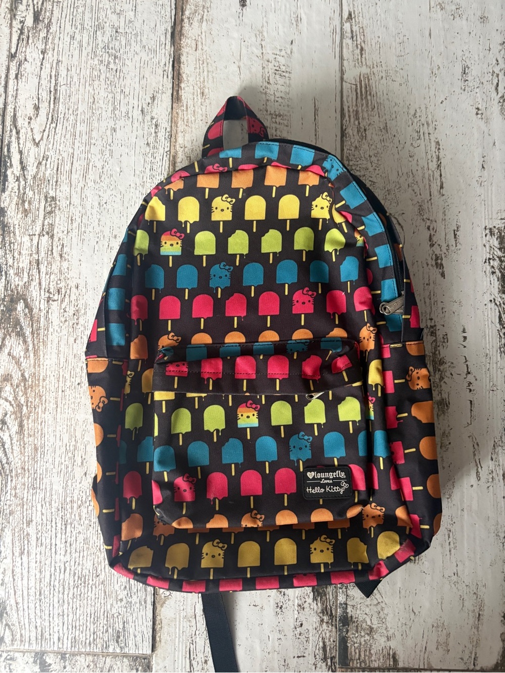 Loungefly Hello Kitty Kids Backpack - Black with Multicolor Popsicles RARE
